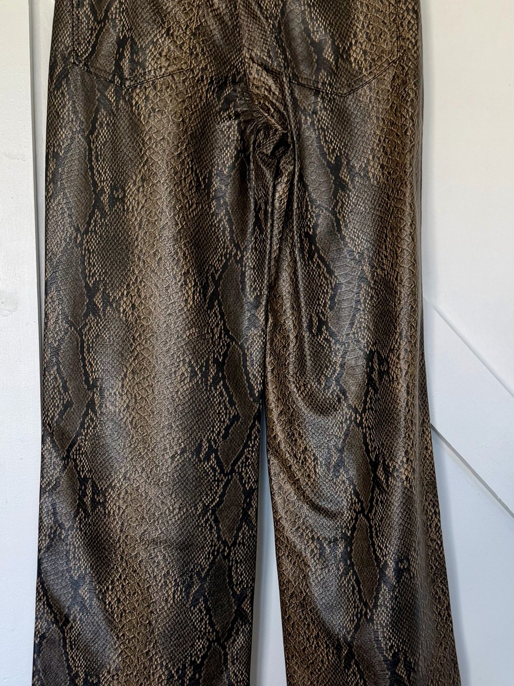 Mango Brown Snake-Print Wide Leg Pants